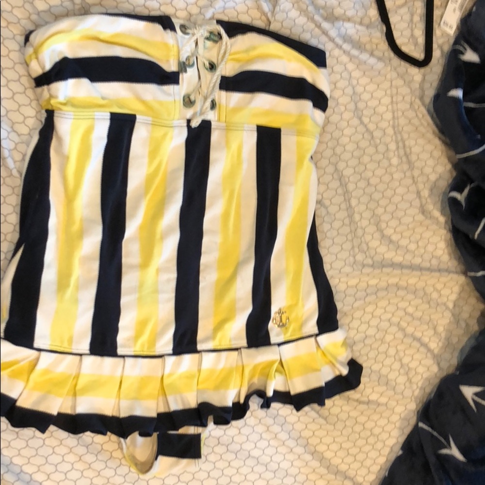 Yellow and blue bathing suit